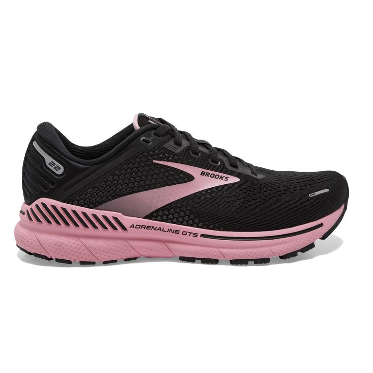 Brooks Adrenaline GTS 22 Supportive Women's Road Running Shoes - Black/Dianthus Pink/Silver (92581-U
